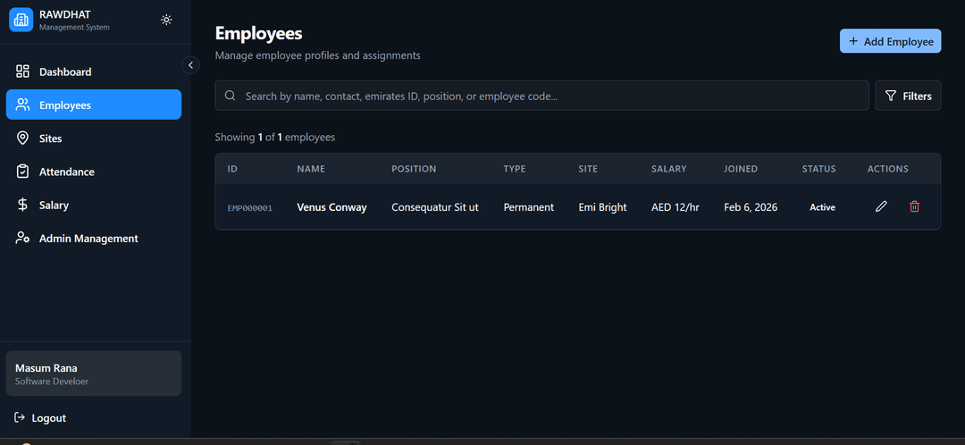 Rawdhat Management System